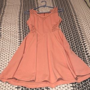 Scoop neck peach dress